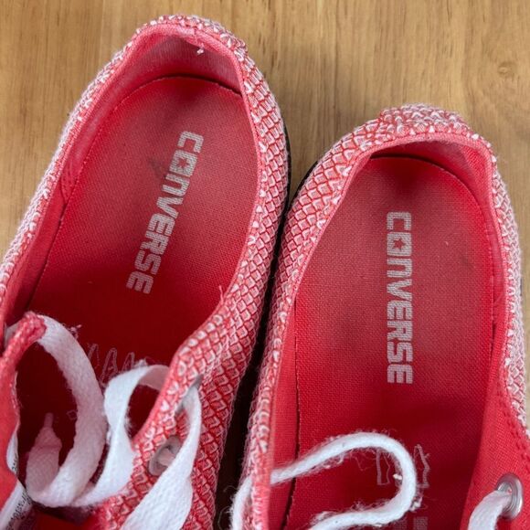 Converse Chuck Taylor All Star Ox Textured Canvas Sneakers Coral Ultra Red 8 - Picture 9 of 11